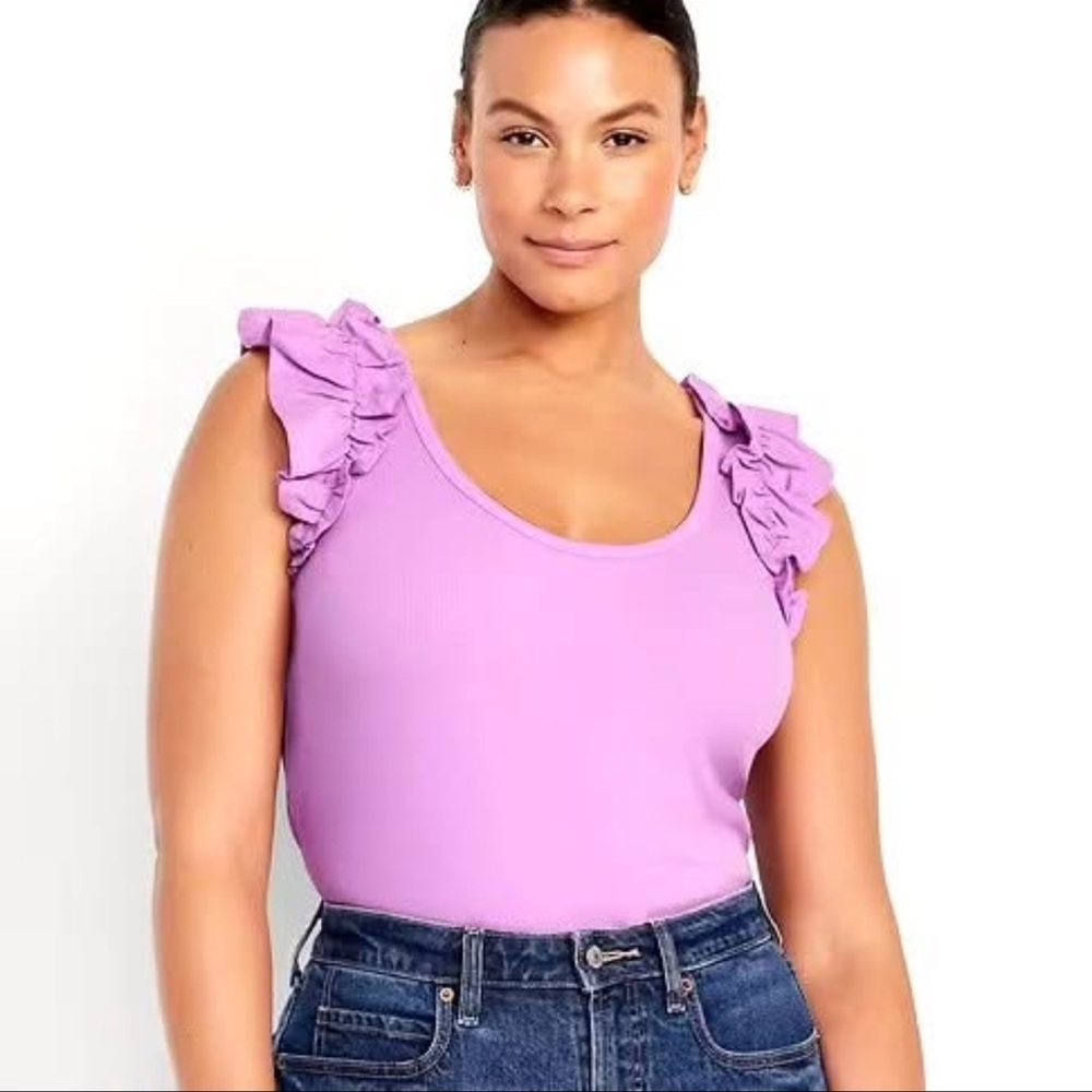 Lavender Ruffled Sleeveless Top - Picture 4 of 7